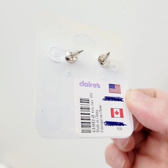 Brand New Claire's Silver Bling Letter "B" Earrings - Picture 2 of 5